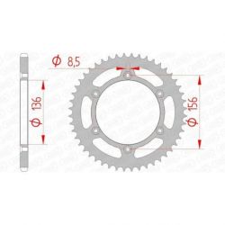 Couronne AFAM 49 dents acier pas 520 type 14206