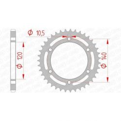 Couronne AFAM 39 dents acier pas 525 type 16605 Kawasaki