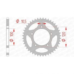 Couronne AFAM 44 dents acier pas 520 type 35801