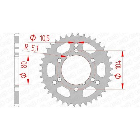 Couronne AFAM 38 dents acier pas 520 type 98300