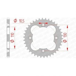 Couronne AFAM 38 dents acier pas 520 type 10318 Honda TRX400X