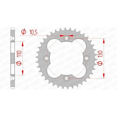 Couronne AFAM 38 dents acier pas 520 type 10318 Honda TRX400X