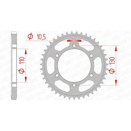 Couronne AFAM 45 dents acier pas 525 type 12815