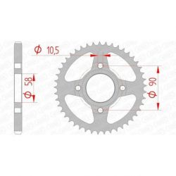 Couronne AFAM 51 dents acier pas 428 type 10223