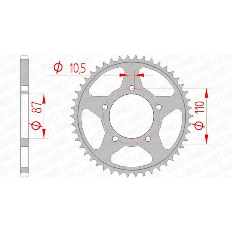 Couronne AFAM 46 dents acier pas 520 type 14405 Suzuki