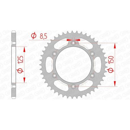 Couronne AFAM 42 dents acier pas 520 type 71304