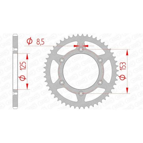 Couronne AFAM 48 dents acier pas 520 type 10212