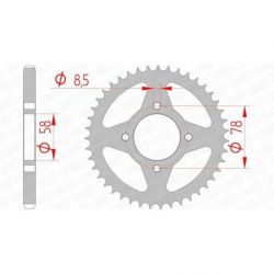 Couronne AFAM 41 dents acier pas 428 type 14201