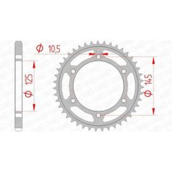 Couronne AFAM 44 dents acier pas 525 type 12603 Yamaha TDM850