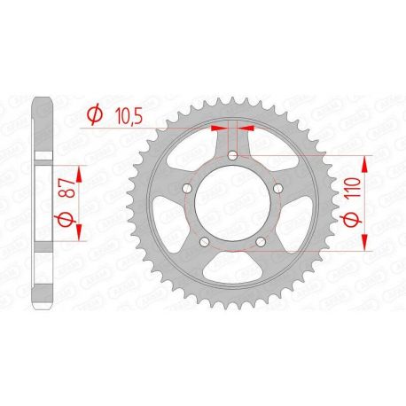 Couronne AFAM 47 dents acier pas 530 type 14601 Suzuki