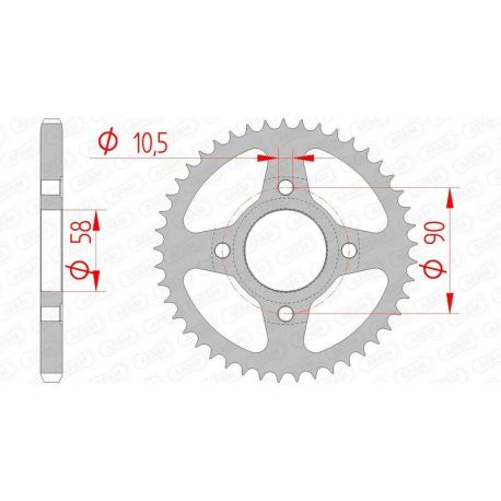 Couronne AFAM 43 dents acier pas 428 type 10223