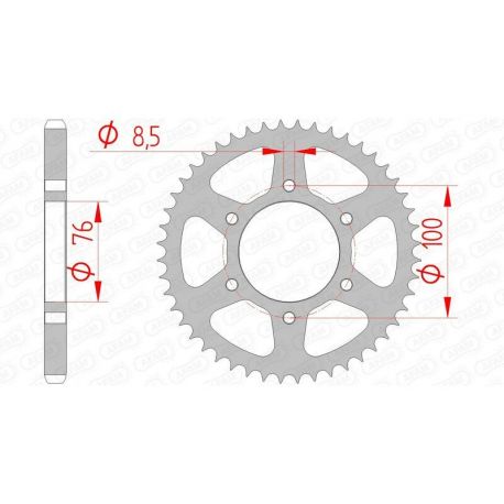 Couronne AFAM 48 dents acier pas 428 type 12227 Yamaha YZF-125R