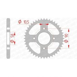 Couronne AFAM 44 dents acier pas 428 type 10236 Honda CBR125R