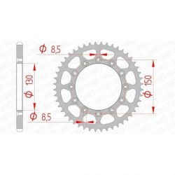 Couronne AFAM 50 dents acier pas 520 type 12323