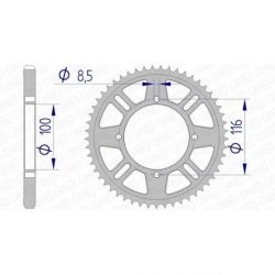 Couronne AFAM 51 dents alu ultra-light anodisé dur pas 428 type 17105