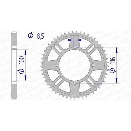 Couronne AFAM 51 dents alu ultra-light anodisé dur pas 428 type 17105