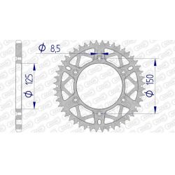 Couronne AFAM 48 dents alu ultra-light anti-boue pas 520 type 72304