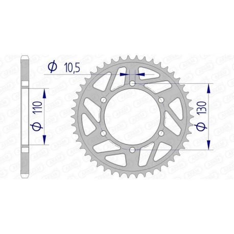 Couronne AFAM 42 dents alu pas 520 type 13814