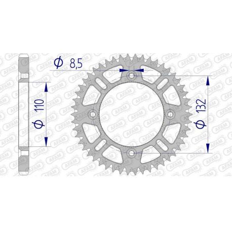 Couronne AFAM 48 dents alu ultra-light anti-boue pas 428 type 72102