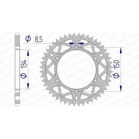 Couronne AFAM 50 dents alu ultra-light anti-boue pas 520 type 17206