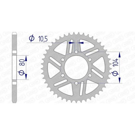 Couronne AFAM 41 dents alu pas 520 type 17606 Kawasaki