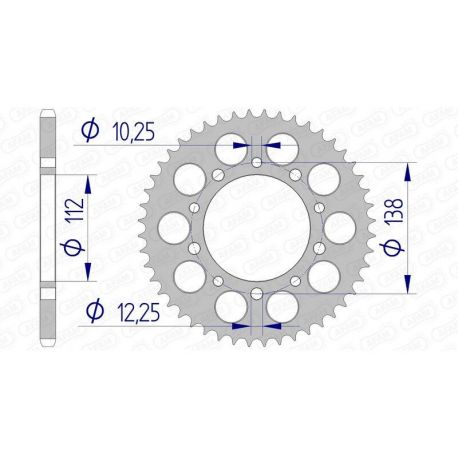 Couronne AFAM 42 dents alu pas 520 type 11509