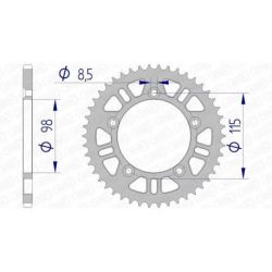 Couronne AFAM 50 dents alu ultra-light pas 420 type 72101N