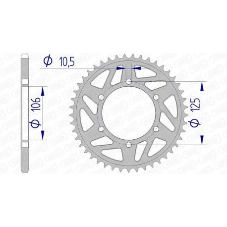 Couronne AFAM 48 dents alu pas 520 type 87606 Triumph