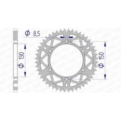 Couronne AFAM 50 dents alu ultra-light anti-boue pas 520 type 13323