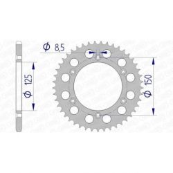 Couronne AFAM 44 dents alu ultra-light pas 520 type 72304N