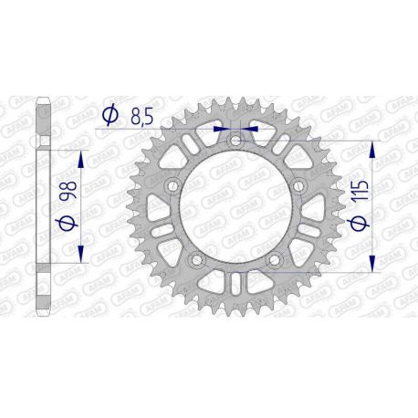 Couronne AFAM 46 dents alu ultra-light anti-boue pas 420 type 72101