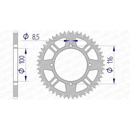 Couronne AFAM 49 dents alu ultra-light anti-boue pas 420 type 17104 Kawasaki