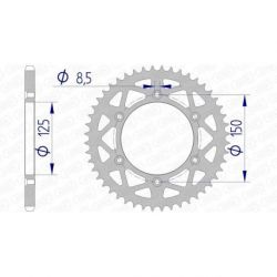 Couronne AFAM 52 dents alu ultra-light pas 520 type 72304N