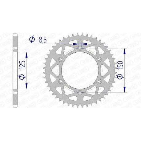 Couronne AFAM 52 dents alu ultra-light pas 520 type 72304N