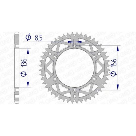 Couronne AFAM 50 dents alu ultra-light anti-boue pas 520 type 15206