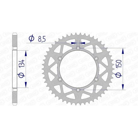 Couronne AFAM 50 dents alu ultra-light pas 520 type 17206N Kawasaki