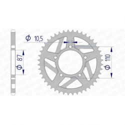 Couronne AFAM 44 dents alu pas 520 type 15405 Suzuki