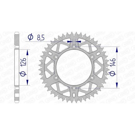 Couronne AFAM 51 dents alu ultra-light anti-boue pas 520 type 15203 Suzuki