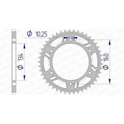 Couronne AFAM 44 dents alu pas 520 type 11618 Honda