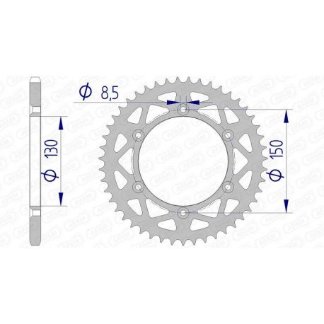 Couronne AFAM 49 dents alu ultra-light pas 520 type 13323N Yamaha