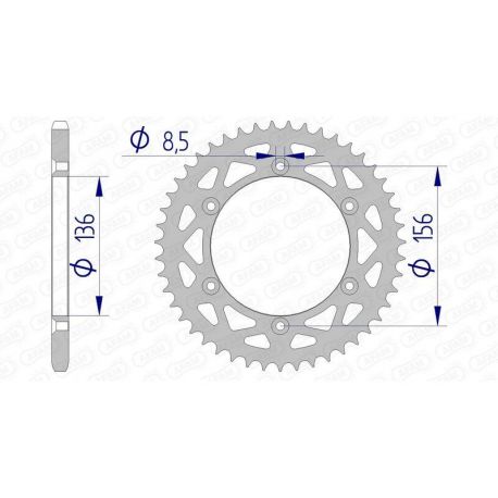 Couronne AFAM 52 dents alu ultra-light pas 520 type 15206N