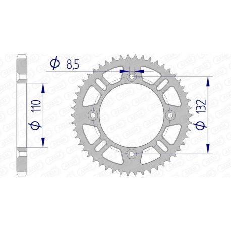 Couronne AFAM 49 dents alu ultra-light pas 428 type 72102N