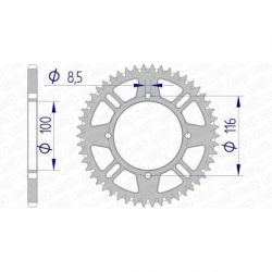 Couronne AFAM 51 dents alu ultra-light anti-boue pas 420 type 17104 Kawasaki