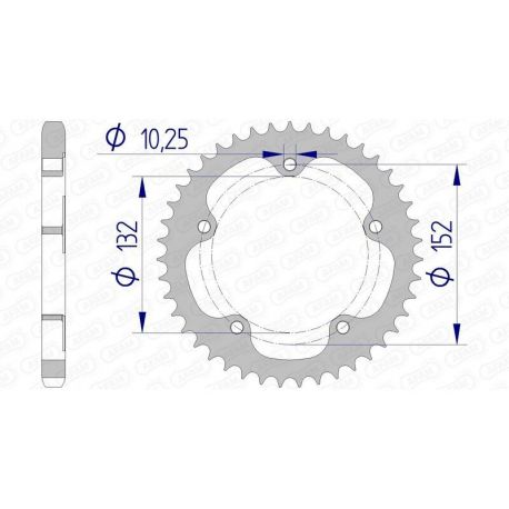 Couronne AFAM 40 dents alu pas 525 type 93836 MV Agusta