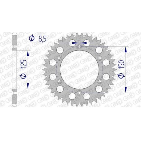 Couronne AFAM 45 dents alu ultra-light anti-boue pas 520 type 72304