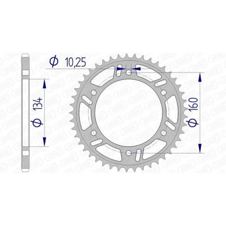 Couronne AFAM 43 dents alu pas 520 type 11618 Honda