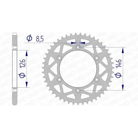 Couronne AFAM 49 dents alu ultra-light pas 520 type 15203N Suzuki