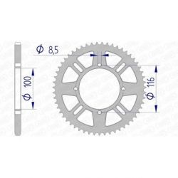 Couronne AFAM 51 dents alu ultra-light pas 420 type 17104N