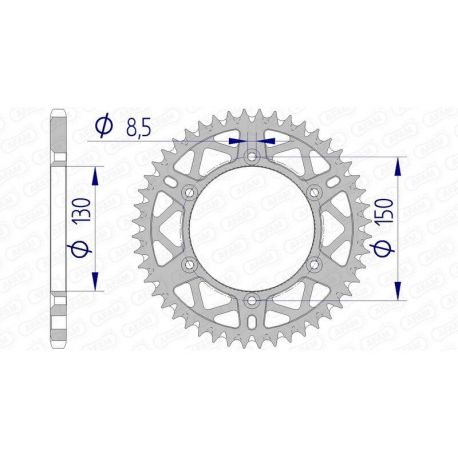 Couronne AFAM 52 dents alu ultra-light anti-boue pas 520 type 13323 Yamaha