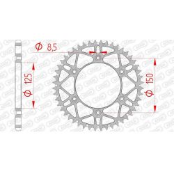 Couronne AFAM 52 dents acier anti-boue pas 520 type 71304SLK